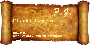 Plander Györgyi névjegykártya